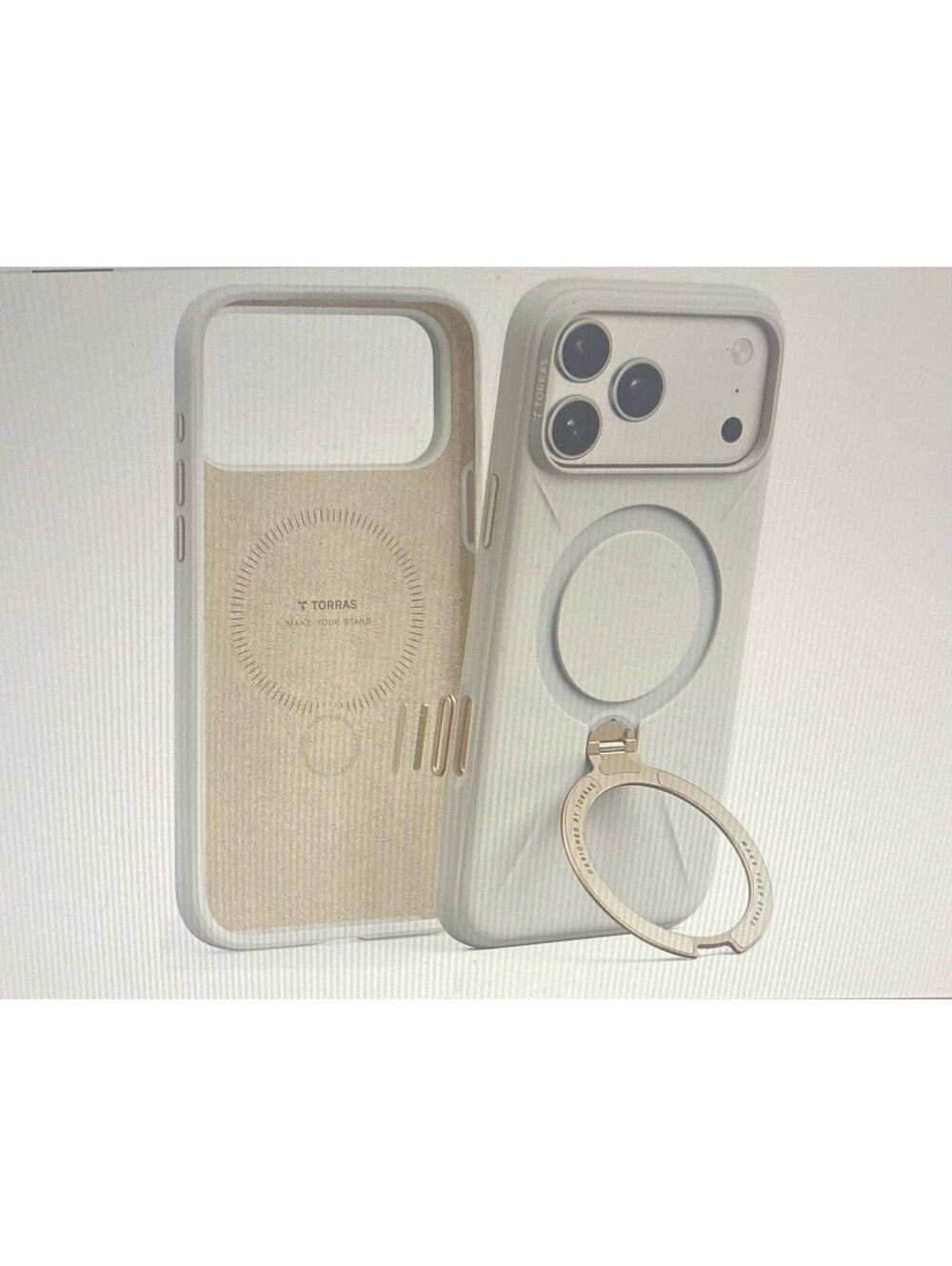 Torras Ostand Case for iPhone 17 Pro Max Ivory Gold